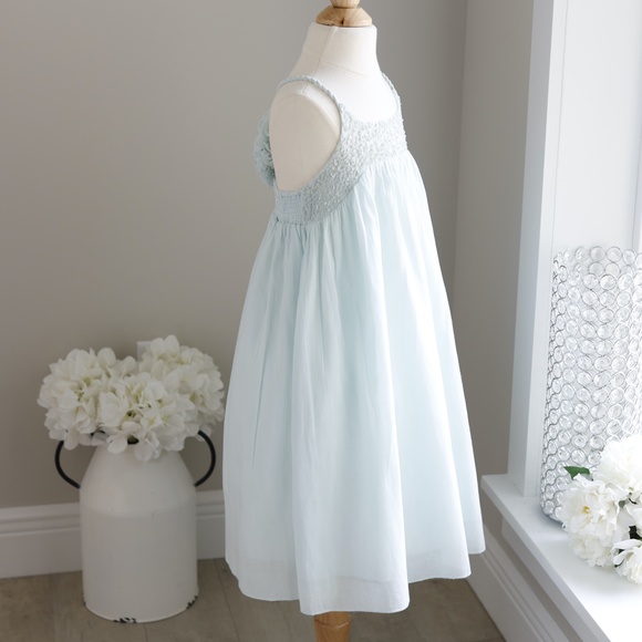 Designer Girl's Aqua Sequined Cotton Dress by La Piccola Danza Fits size 6-8 - Picture 6 of 7